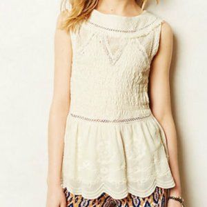 NEW Anthropologie Andorra Tank By Meadow Rue Cotton Simply Gorgeous Ivory Small